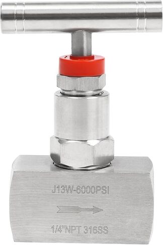 صمام إبرة مستقيم 316 من الفولاذ المقاوم للصدأ، وصلة أنثى 1/4 بوصة NPT، صمام تحكم في التدفق الهيدروليكي الصناعي عالي التحمل بمنفذين لاحتياجات الأنابيب، الحد الأقصى لضغط العمل 6000 رطل لكل بوصة مربعة in Kuwait