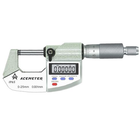 Digital Micrometer Precision Professional 0-1" (0-25mm) Range, 0.00005" (0.001mm) Resolution,Large Screen Digital Micrometer, Meets IP65 Specifications with Standard Ratchet Stop in Kuwait