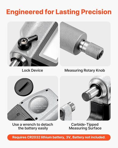 VEVOR Micrometer Set, Digital Outside Micrometer 0-1 inch Measuring Range, 0.00005" Resolution, Ultra-Precision 0.0001 Accuracy, LCD Screen, in/mm Switch, Carbide Tip, with Protective Case in Saudi Arabia