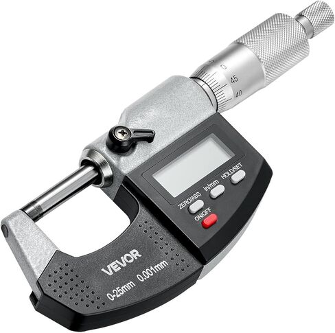 VEVOR Micrometer Set, Digital Outside Micrometer 0-1 inch Measuring Range, 0.00005" Resolution, Ultra-Precision 0.0001 Accuracy, LCD Screen, in/mm Switch, Carbide Tip, with Protective Case in Saudi Arabia