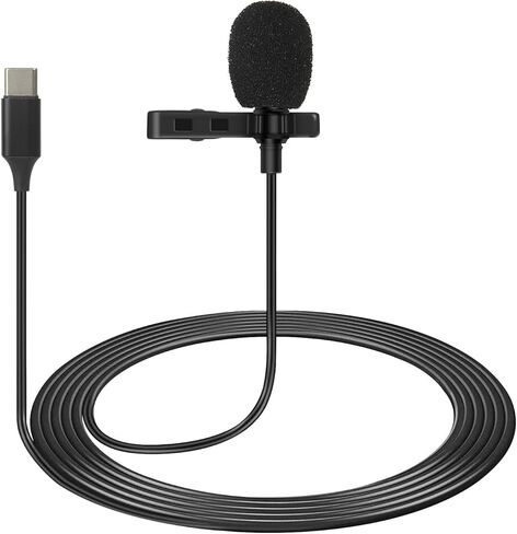 ميكروفون USB-C Lavalier، ميكروفون مكثف متعدد الاتجاهات 360 درجة لتسجيل واضح للغاية على الهاتف الذكي/الكمبيوتر الشخصي، هيكل معدني لمدونة الفيديو، والمقابلة، والفصل عبر الإنترنت in Kuwait