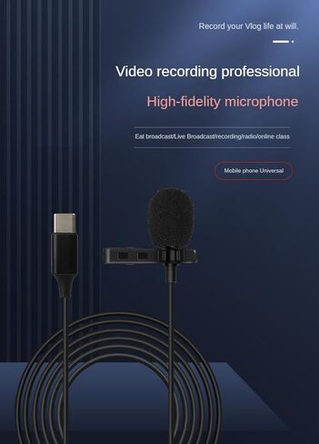 ميكروفون USB-C Lavalier، ميكروفون مكثف متعدد الاتجاهات 360 درجة لتسجيل واضح للغاية على الهاتف الذكي/الكمبيوتر الشخصي، هيكل معدني لمدونة الفيديو، والمقابلة، والفصل عبر الإنترنت in Kuwait
