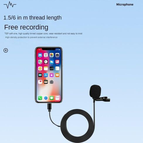 ميكروفون USB-C Lavalier، ميكروفون مكثف متعدد الاتجاهات 360 درجة لتسجيل واضح للغاية على الهاتف الذكي/الكمبيوتر الشخصي، هيكل معدني لمدونة الفيديو، والمقابلة، والفصل عبر الإنترنت in Kuwait