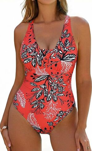 Hilor Women's Underwire One Piece Swimsuits Slimming Tummy Control Bathing Suits V Neck Modest Swimwear in Kuwait
