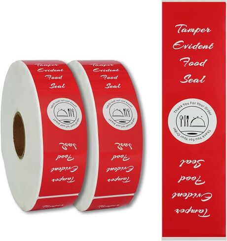 1200 Pcs Tamper Evident Stickers 1.5 x 6 Inches Safe Labels Sealed Red Tamper Seal Proof Tape for Freshness Drink Food Container Pizza Boxes Food Delivery in Kuwait