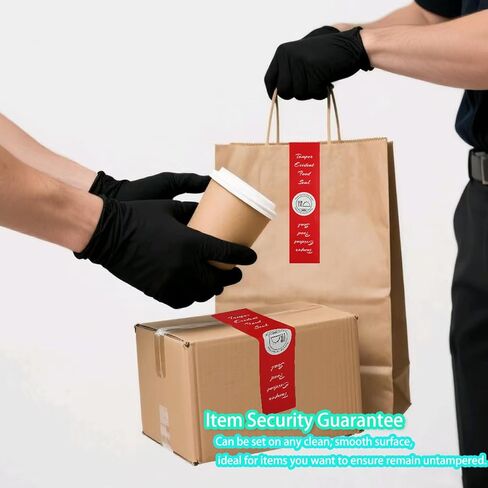 1200 Pcs Tamper Evident Stickers 1.5 x 6 Inches Safe Labels Sealed Red Tamper Seal Proof Tape for Freshness Drink Food Container Pizza Boxes Food Delivery in Kuwait