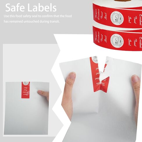 1200 Pcs Tamper Evident Stickers 1.5 x 6 Inches Safe Labels Sealed Red Tamper Seal Proof Tape for Freshness Drink Food Container Pizza Boxes Food Delivery in Kuwait