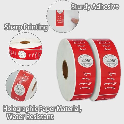 1200 Pcs Tamper Evident Stickers 1.5 x 6 Inches Safe Labels Sealed Red Tamper Seal Proof Tape for Freshness Drink Food Container Pizza Boxes Food Delivery in Kuwait