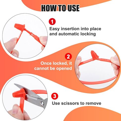 100pcs Plastic Truck Seals and Security Seals, 9.84" Tamper Evident Trailer Seals, Numbered Sequentially Laser Printed Plastic Seals for Trailers, Truck Seal for Cargo, Containers & Logistics(Red) in Kuwait