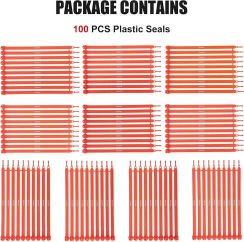 100pcs Plastic Truck Seals and Security Seals, 9.84" Tamper Evident Trailer Seals, Numbered Sequentially Laser Printed Plastic Seals for Trailers, Truck Seal for Cargo, Containers & Logistics(Red) in Kuwait