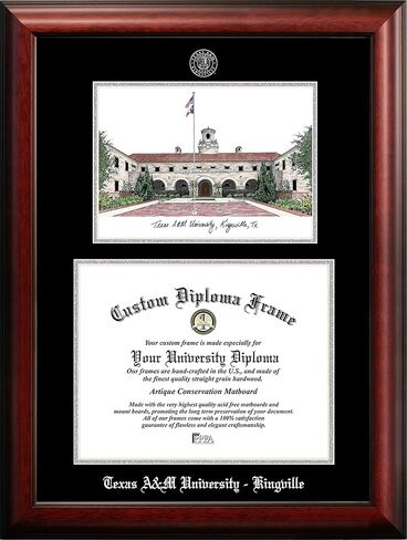 Campus Images NCAA Texas A&M Kingsville Javelinas Unisex Silver Medallion Frame Texas A&M Kingsville 14w x 11h University Silver Embossed Diploma Frame Lithograph, Brown, One Size in Saudi Arabia