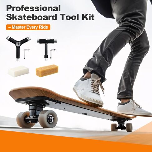 4 Pcs Skateboard Tools Set All-in-one Multi-Function T&Y-Tool Allen Key with L-Type Head Screwdriver Skateboard Wax Grip Tape Cleaner for Skate, Longboard, Roller Skate in Saudi Arabia