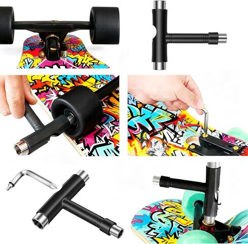 Skate Tools All-in-One, Skateboard T Tool, Tool Accessory with T-Type Allen Key and L-Type Phillips Head Wrench Screwdriver for Adjust Skateboards, Roller Skates, Longboards in Saudi Arabia