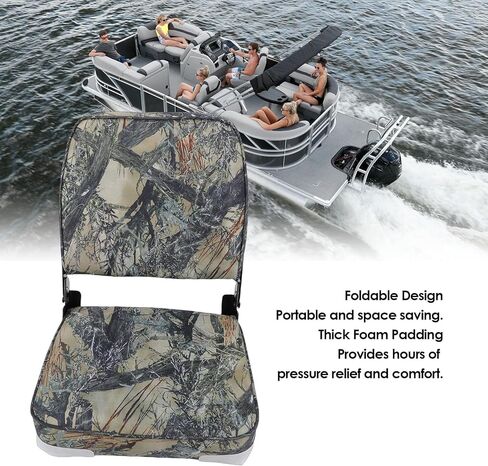 Pissente Folding Boat Seat, Low Back Padded Marine Seat With Backrest, Aluminum Alloy Hinges, For Pontoon Canoe Fishing Boats in Kuwait