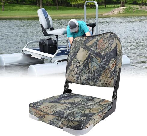 Pissente Folding Boat Seat, Low Back Padded Marine Seat With Backrest, Aluminum Alloy Hinges, For Pontoon Canoe Fishing Boats in Kuwait