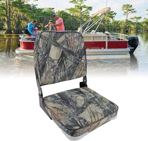 Pissente Folding Boat Seat, Low Back Padded Marine Seat With Backrest, Aluminum Alloy Hinges, For Pontoon Canoe Fishing Boats in Kuwait