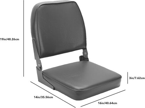 Pissente Foldable Boat Seat, Thick Foam Padded Low Back Chair For Fishing & Pontoon Boats, Aluminum Hinges | Marine Grade in Kuwait