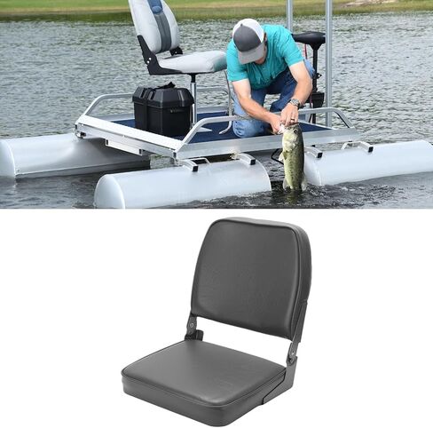 Pissente Foldable Boat Seat, Thick Foam Padded Low Back Chair For Fishing & Pontoon Boats, Aluminum Hinges | Marine Grade in Kuwait