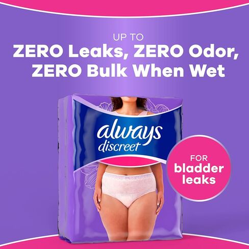 Always Discreet Reimagined Adult Diapers for Women, Maximum Absorbency Incontinence and Postpartum Underwear Size 3X+, Up to 100% Leak Free Bladder Leak Protection, 22 Count​ in Kuwait