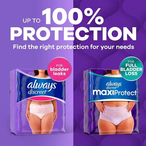 Always Discreet Reimagined Adult Diapers for Women, Maximum Absorbency Incontinence and Postpartum Underwear Size 3X+, Up to 100% Leak Free Bladder Leak Protection, 22 Count​ in Kuwait