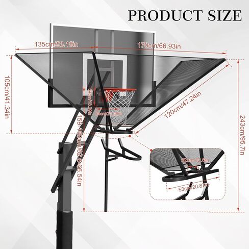 Basketball Rebounder Net Return System Machine Portable Suspended Shooting Basketball Rebounder Device Heavy Duty Basketball Training Equipment with 360°Rotating Track for Continuous Solo Practice in Kuwait
