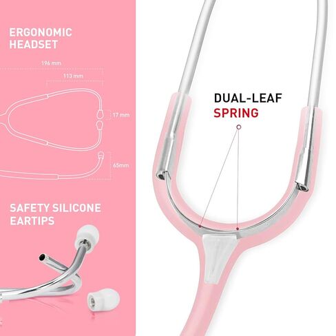 SCIAN Dual Head Stethoscope for Nurses, Kids, Adults, Classic Stainless Steel Stethoscope Kit Medical Supplies with Free Accessories and Carrying Case, Pearlescent Pink Tube in Saudi Arabia