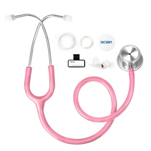SCIAN Dual Head Stethoscope for Nurses, Kids, Adults, Classic Stainless Steel Stethoscope Kit Medical Supplies with Free Accessories and Carrying Case, Pearlescent Pink Tube in Saudi Arabia