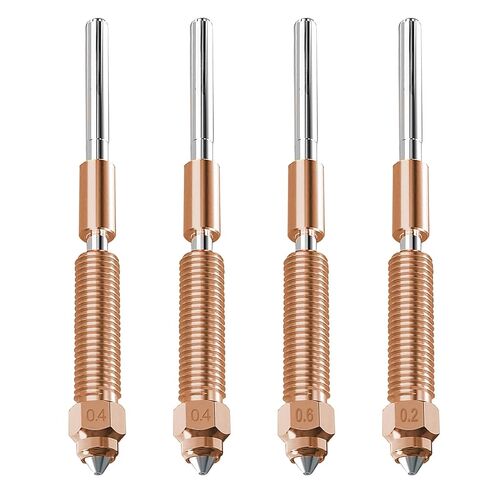 4PCS Quick-Swap Nozzle Kit (0.4mm×2, 0.2mm, 0.6mm), Titanium Heat Break with Copper & Hardened Steel Tips, Compatible with Creality K2/K2 Pro/K2 Plus/Hi 3D Printers in Kuwait