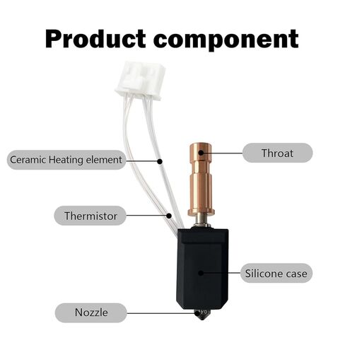 طقم رأس الطباعة الطارد المُجمَّع من السيراميك Kobra S1 Combo Hotend - طابعة ثلاثية الأبعاد Kobra S1 Hot End/رأس الطباعة مع فوهة فولاذية صلبة 0.4 مم، وثرمستور، وخرطوشة سخان، وكسر الحرارة in Kuwait