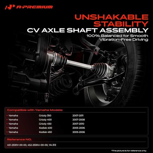 A-Premium Pair (2) Rear CV Axle Shaft Assembly Compatible with Yamaha Grizzly 350/400/450, Kodiak 400/450, 2005-2011, Left and Right, Replace# 4S2-2530U-00-00 in Saudi Arabia