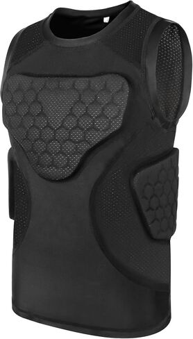 Youth Padded Football Shirt, Heart Sternum Rib Chest Protectors, Padded Compression Undershirt for Sports Football Softball Baseball Lacrosse Rugby in Kuwait