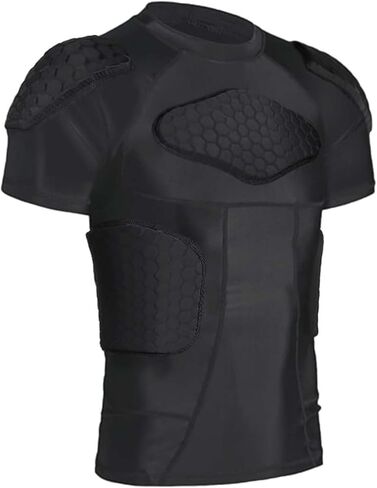Mens Football Padded Shirt Football Rib Protectors Padded Compression Shirt 6-Football Pads Protective Gear for Baseball Basketball Softball in Saudi Arabia