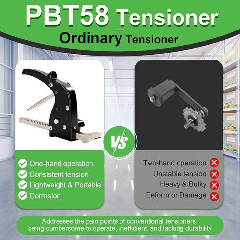 شداد ربط يدوي PBT58، أداة تجميع معدنية خفيفة الوزن مع شريط دفع مريح بيد واحدة، أداة تجميع معدنية شديدة التحمل تناسب، حزام فولاذي 3/8 بوصة إلى 1/2 بوصة للمستودعات والمصنع in Kuwait