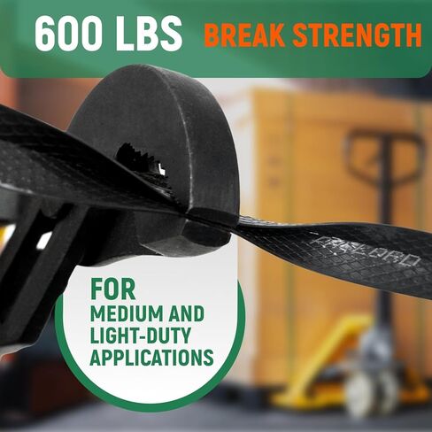 1/2" x 7200' Heavy-Duty Polypropylene (PP) Strapping Coil - 0.031" Thick Banding Strap, 16" x 6" Core, 600 lbs Break Strength, Black - for Bundling and Packaging - Flexible, Weather Resistant in Saudi Arabia