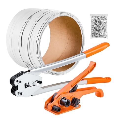 مجموعة ربط النطاقات VEVOR، أداة سدادة ربط شديدة التحمل مع شريط PP بطول 330 قدمًا، 100 ختم معدني، طقم ربط تغليف يدوي بلاستيكي للمستودع/الشحن/النقل/المنزل، برتقالي in Kuwait