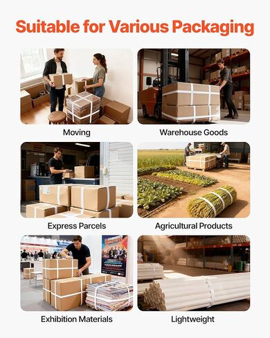 مجموعة ربط النطاقات VEVOR، أداة سدادة ربط شديدة التحمل مع شريط PP بطول 330 قدمًا، 100 ختم معدني، طقم ربط تغليف يدوي بلاستيكي للمستودع/الشحن/النقل/المنزل، برتقالي in Kuwait