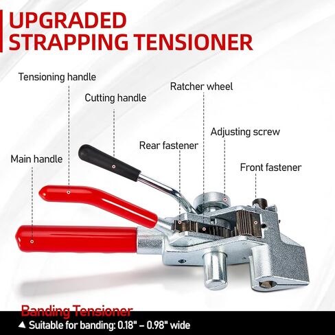 مجموعة ربط الربط مع أداة شد - 3/4 بوصة × 200 قدم 304 أشرطة ربط من الفولاذ المقاوم للصدأ مع علبة بلاستيكية و100 مشبك معدني، أداة ربط معدنية للتجميع والمنصات والأنابيب in Kuwait