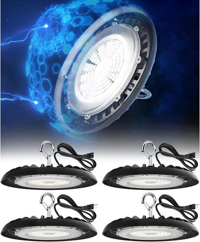 مصباح متجر Barrina UFO LED، 150W UFO LED High Bay Light، 5000K ضوء النهار، 21000lm، IP65 مقاوم للماء، 110° Beam High Bay Light التوصيل والتشغيل لتركيبات إضاءة الحظيرة في ورشة عمل مستودع الطابق السفلي، 10 عبوات in Kuwait