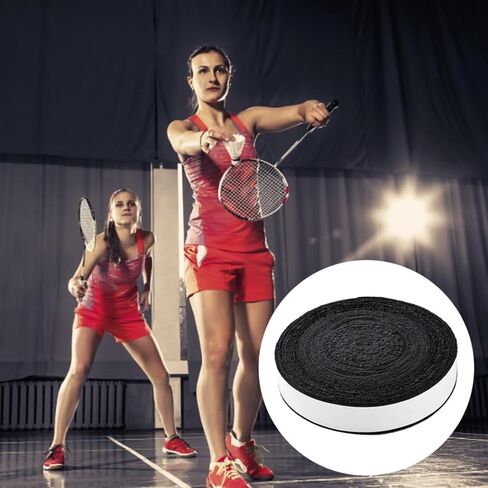 Anti Slip Thick Roll Towel Grip Tape, 10m for Tennis Squash Badminton Racquet Racket Over Grips Replacement, Black in Saudi Arabia