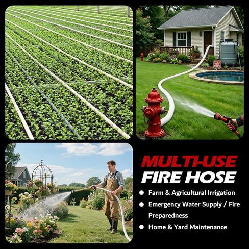Fire Hose 2" ID x 100 FT, Single Jacket EPDM Rubber Lined Firefighter Hose, 250 PSI Working / 750 PSI Burst, M x F NST/NH Aluminum Couplings in Saudi Arabia