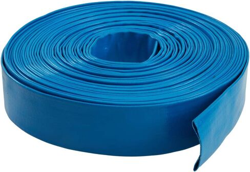 Blue 1 1/2" x 100' Uncoupled Water PVC Hose - Backwash Filter Discharge Drain Hose - Blue Lay Flat Trash Pump Rubber Hose in Kuwait