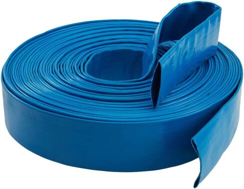 Blue 1 1/2" x 100' Uncoupled Water PVC Hose - Backwash Filter Discharge Drain Hose - Blue Lay Flat Trash Pump Rubber Hose in Kuwait