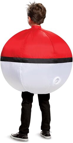 Pokemon Inflatable Poke Ball Costume, Kids Size Red and White Fan Operated Expandable Character Blow Up Suit Red & White in Saudi Arabia