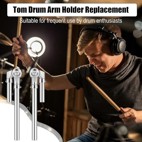 2 PCS Tom Drum Brackets, Tom Mount Holder Arm, Adjustable Metal Drum Stand Holder Replacement Hardware for Percussion Instruments in Saudi Arabia