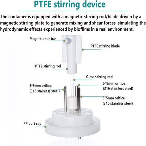 مفاعل الأغشية الحيوية CDC سعة 1000 مل، زجاجة ثقافة الخلايا اللاهوائية المخبرية، مع التحريك المغناطيسي، زجاج البورسليكات العالي لدراسات مقاومة التآكل الصناعية والعلوم البيئية in Kuwait