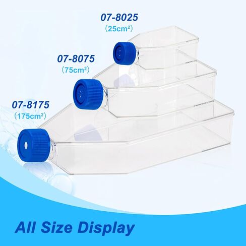 Cell Culture Flasks, Sterile Plastic Tissue Culture Bottle with Filter Cap, 25cm² Culture Area, TC Treated, Pack of 200 in Kuwait