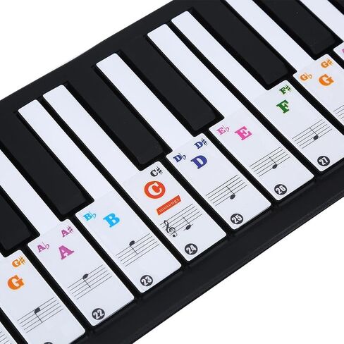 Piano Sticker 61/88 Key Keyboard Music Note Sitcker Removable Sticker for Biginners Piano Note Label (Colored) in Saudi Arabia