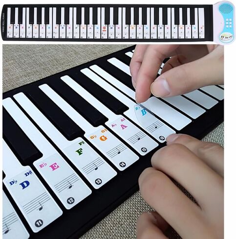 Piano Sticker 61/88 Key Keyboard Music Note Sitcker Removable Sticker for Biginners Piano Note Label (Colored) in Saudi Arabia