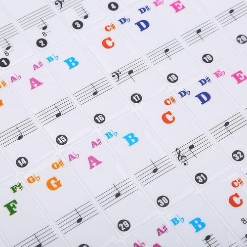 Piano Sticker 61/88 Key Keyboard Music Note Sitcker Removable Sticker for Biginners Piano Note Label (Colored) in Saudi Arabia