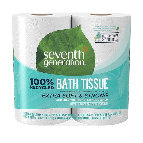 Seventh Generation, Double Roll Bath Tissue 2 Ply 300 Sheet, 4 Count in Kuwait